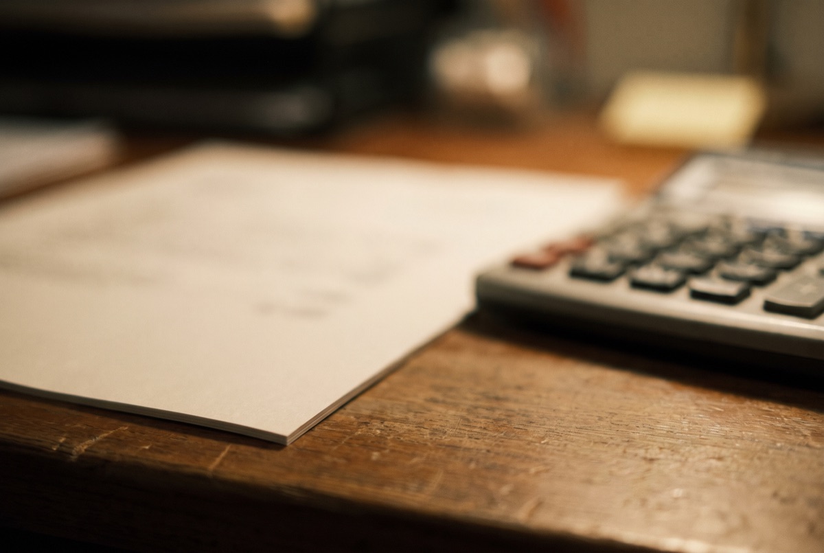 A receipt with a tax line, shallow depth of field
