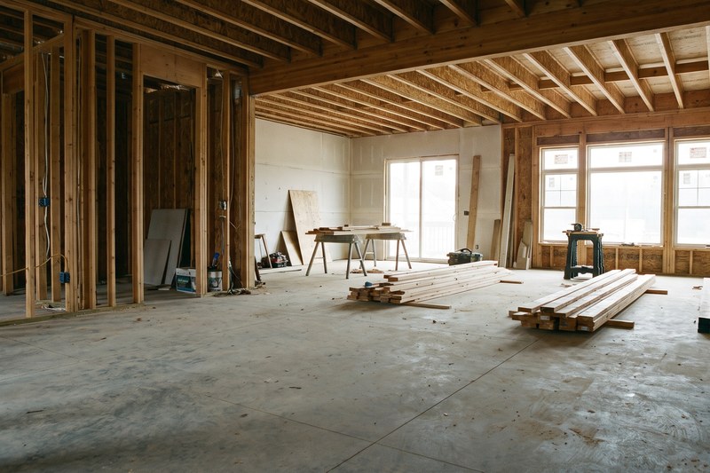 An inspector examining exposed wall framing and wiring before drywall installation